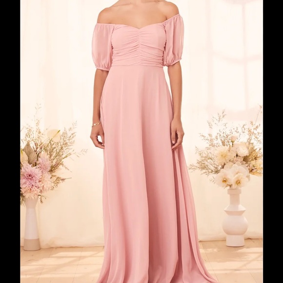Lulus Off-the-Shoulder Puff Sleeve Maxi Dress - Picture 1 of 11